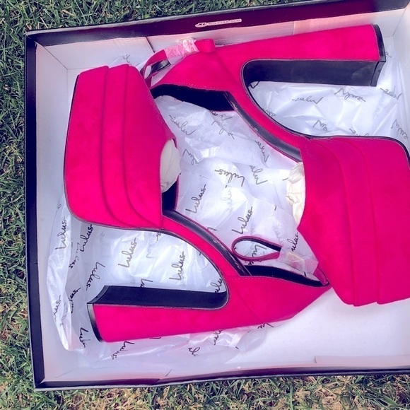 Sandals platform ,junky block suede synthetic heels fusion - Picture 4 of 8